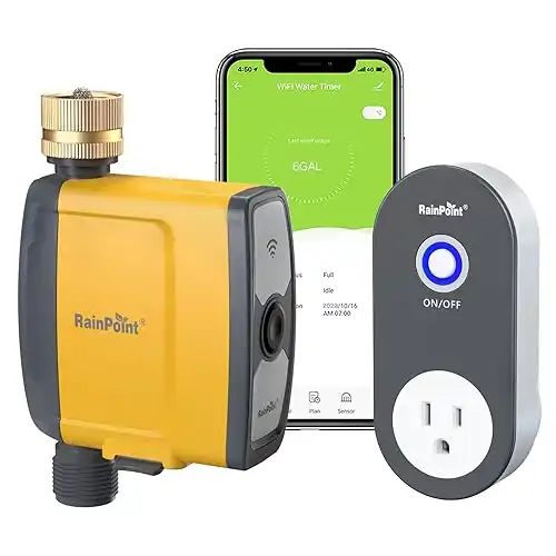 RAINPOINT WiFi Water Timer Brass Inlet, Smart Sprinkler Timer Hose Timer WiFi Irrigation Controller