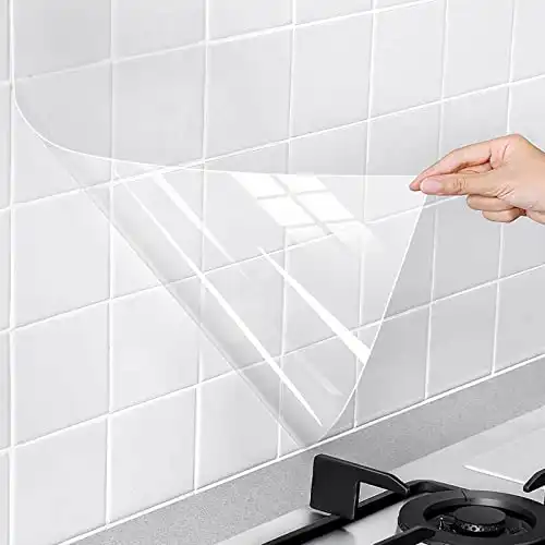 Snkxu Clear Contact Paper, Protection for Kitchen Backsplash Tiles, Cabinets, Walls, and Shelves.